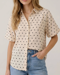 Dotted With Charm Blouse (Cream)