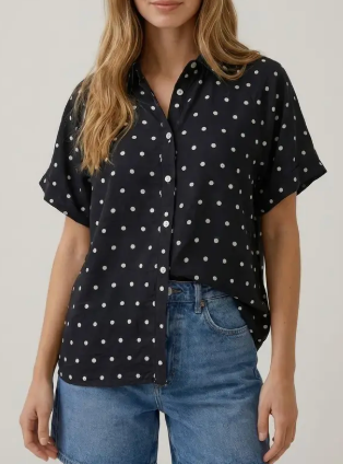 Dotted With Charm Blouse (Black)