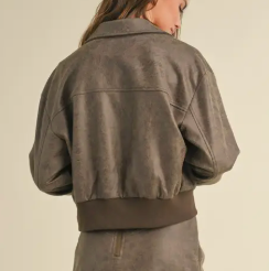 Winding Roads Suede Bomber Jacket (Olive)