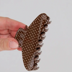 Cinnamon Polka Dot Clip