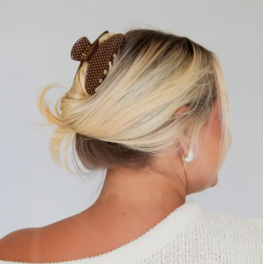 Cinnamon Polka Dot Clip