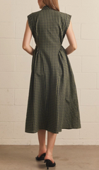 Crisp In The Air Gingham Dress (Olive)