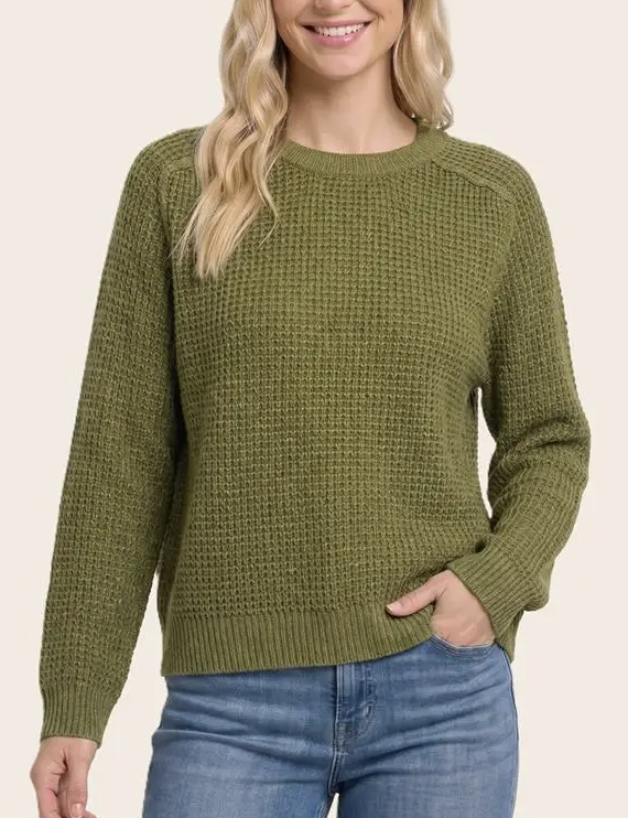 Autumn On My Mind Waffle Sweater (Matcha)