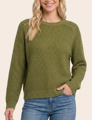 Autumn On My Mind Waffle Sweater (Matcha)