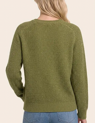 Autumn On My Mind Waffle Sweater (Matcha)