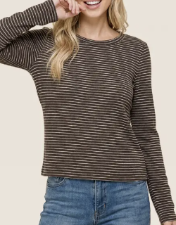 Better Than Basic Stripe Top (Brown)
