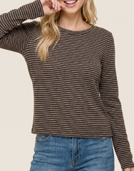 Better Than Basic Stripe Top (Brown)