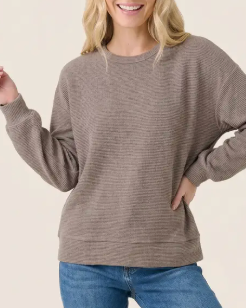 Cozy Town Waffle Sweater (Mocha)