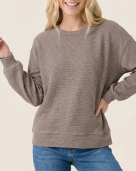 Cozy Town Waffle Sweater (Mocha)