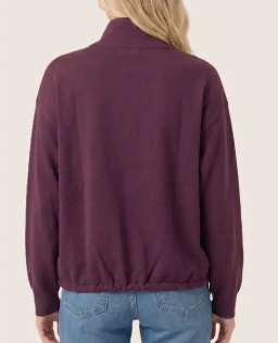 Making Moves Zip Up Drawstring Hem Sweater Jacket (Dark Plum)