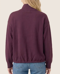Making Moves Zip Up Drawstring Hem Sweater Jacket (Dark Plum)