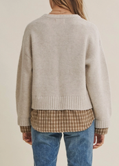 Cozy Season Is Calling Layered Sweater (Oatmeal)