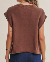 Cafe Cutie Relaxed Sweater Vest (Brown)