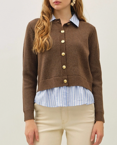 High Standards Stripe Layered Sweater (Cocoa)