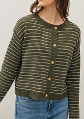 Tree Farm Striped Cardigan (Winter Green)