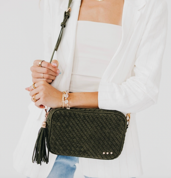 Woven Crossbody Bag (Olive)