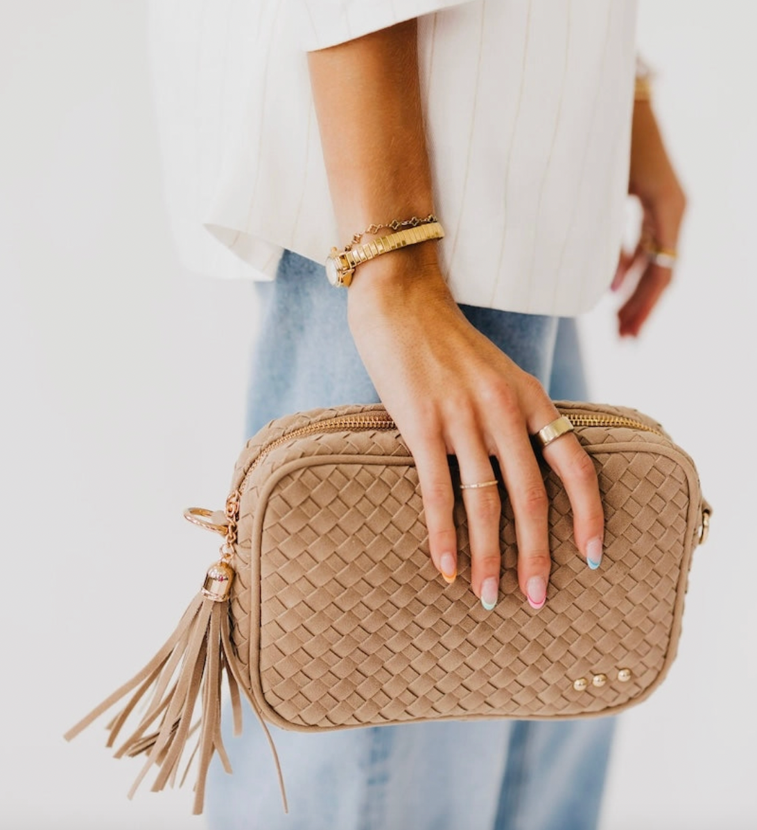 Woven Crossbody Bag (Taupe)
