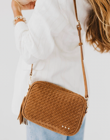 Woven Crossbody Bag (Camel)