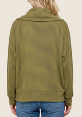 Never Complicated Half Zip Stripe Pullover (Olive Yellow)