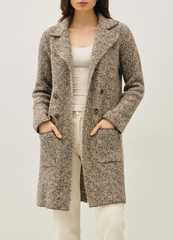 Season's Delight Boucle Knit Coat with Double Button Closure