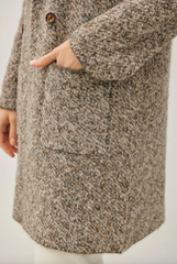 Season's Delight Boucle Knit Coat with Double Button Closure