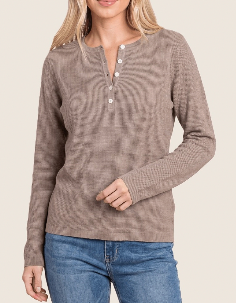 Essential Waffle Henley (Mocha)