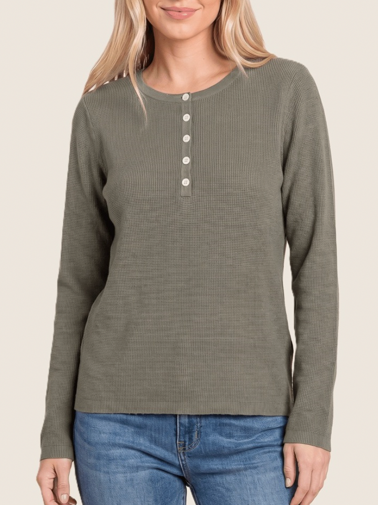 Essential Waffle Henley (Olive)
