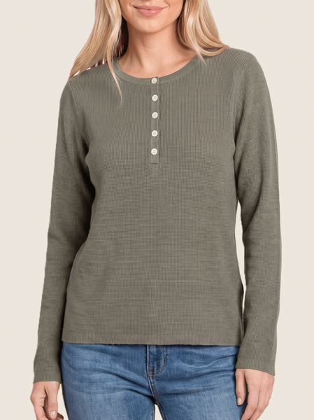 Essential Waffle Henley (Olive)