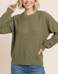 Spiced Cider Textured Sweater (Olive)
