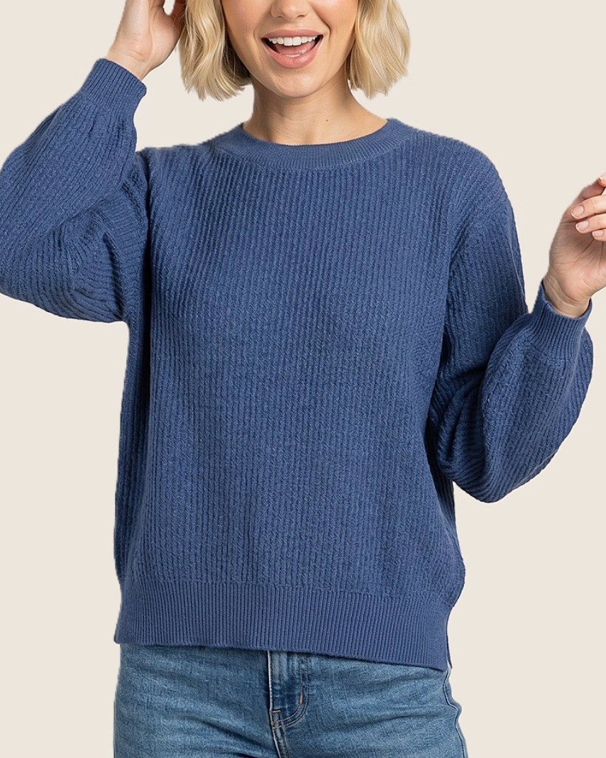 Spiced Cider Textured Sweater (Denim)