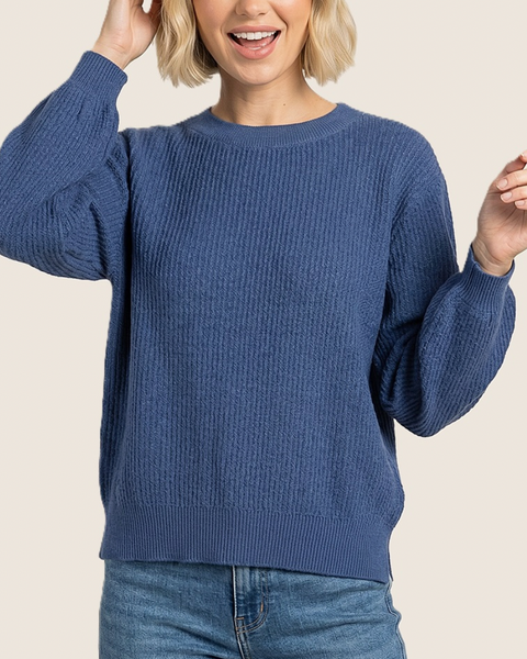 Spiced Cider Textured Sweater (Denim)