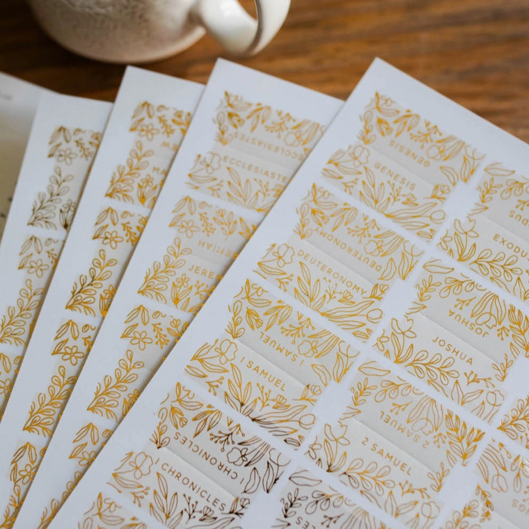 Gold Foil Bible Tabs - Cream