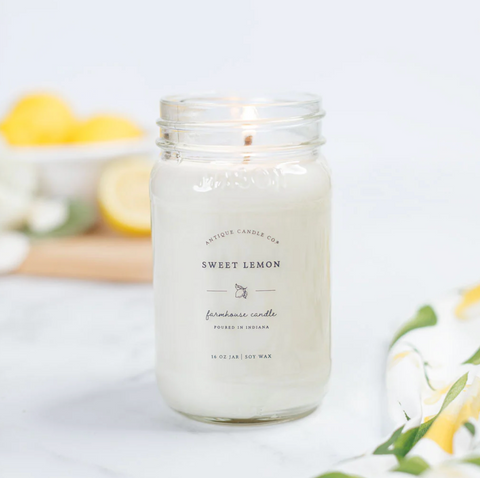 Sweet Lemon 16oz Mason Jar Candle