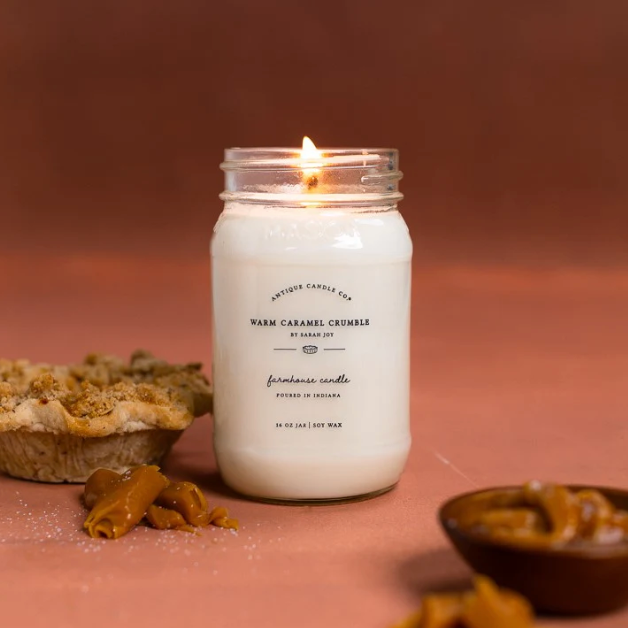 Warm Caramel Crumble 16oz Mason Jar Candle