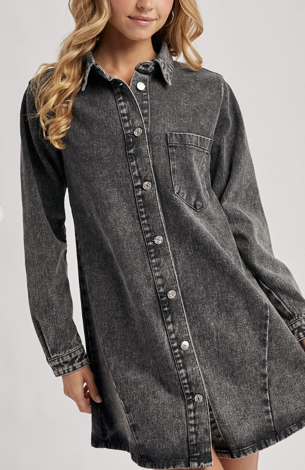You Never Know Washed Denim Dress (Black)