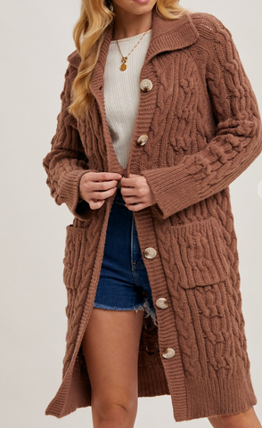 (SALE) Oh What Fun Cable Knit Cardigan (Oatmeal)