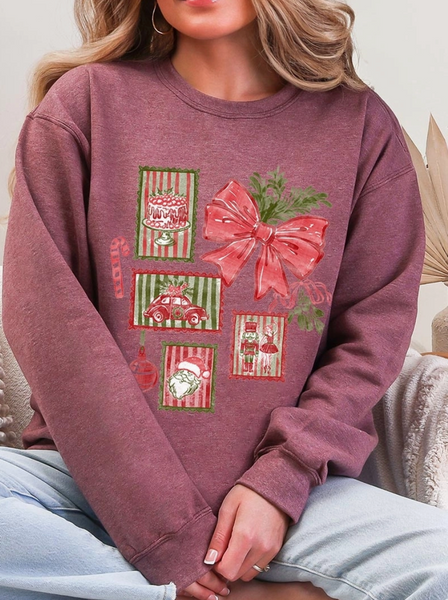 (PRE-ORDER) Holiday Stamps Graphic Crew (Heather Maroon)