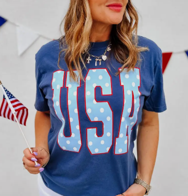 USA Polka Dot Tee - Midnight