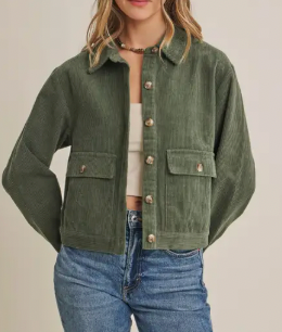 Where The Sun Meets The Horizon Corduroy Jacket (Olive)
