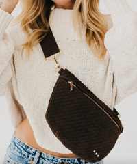 Suede Woven Bum Bag (Chocolate)