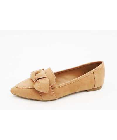 (SALE) Tied With A Bow Flat (Camel)