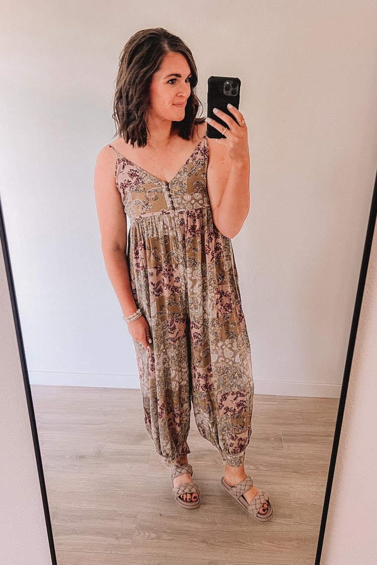 Vacation Paisley Jumpsuit (Olive)