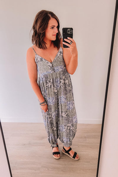 Vacation Paisley Jumpsuit (Blue)