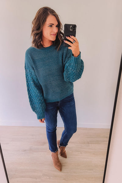 Weaved Together Sweater (Teal)