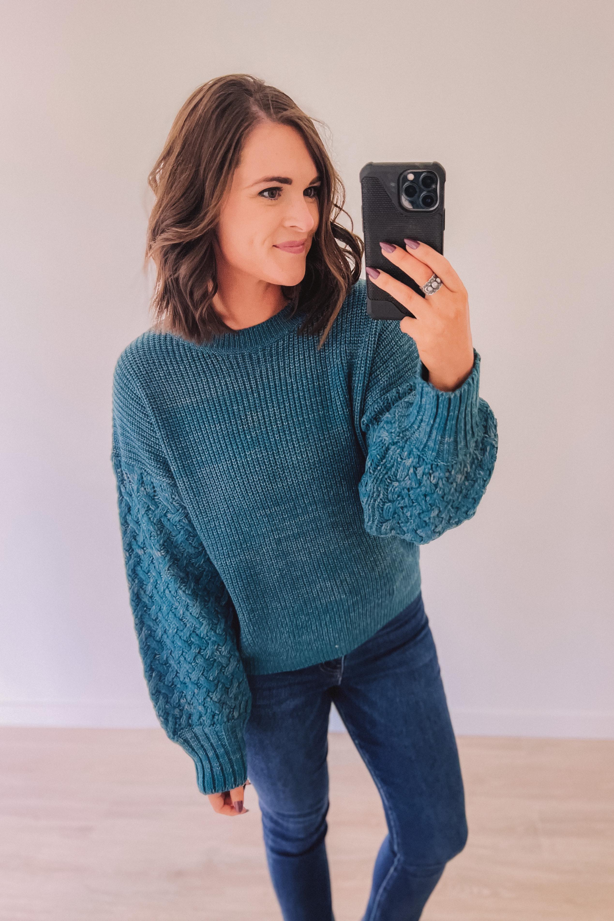 Weaved Together Sweater (Teal)