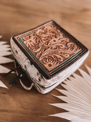 Tooled Leather Jewelry Case With Turquoise Beading