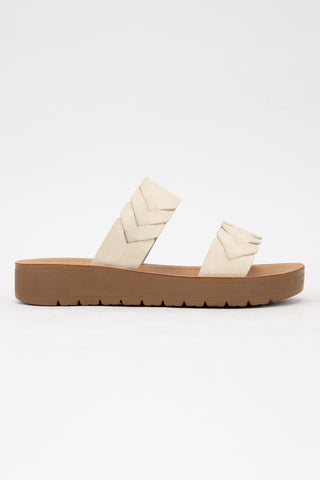 Braided Double Strap Sandal (Beige)