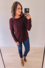 Called To You Waffle Sweater (Wine)