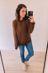 Courtney's Favorite Quilted Pullover  Crew (Brown)