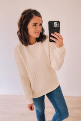 Courtney's Favorite Quilted Pullover  Crew (Ivory)